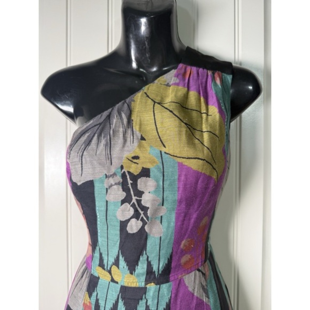 Sari Gueron‎ Silk Blend Dress Womens 4 Abstract Floral Cocktail Sheath Art - Picture 3 of 12